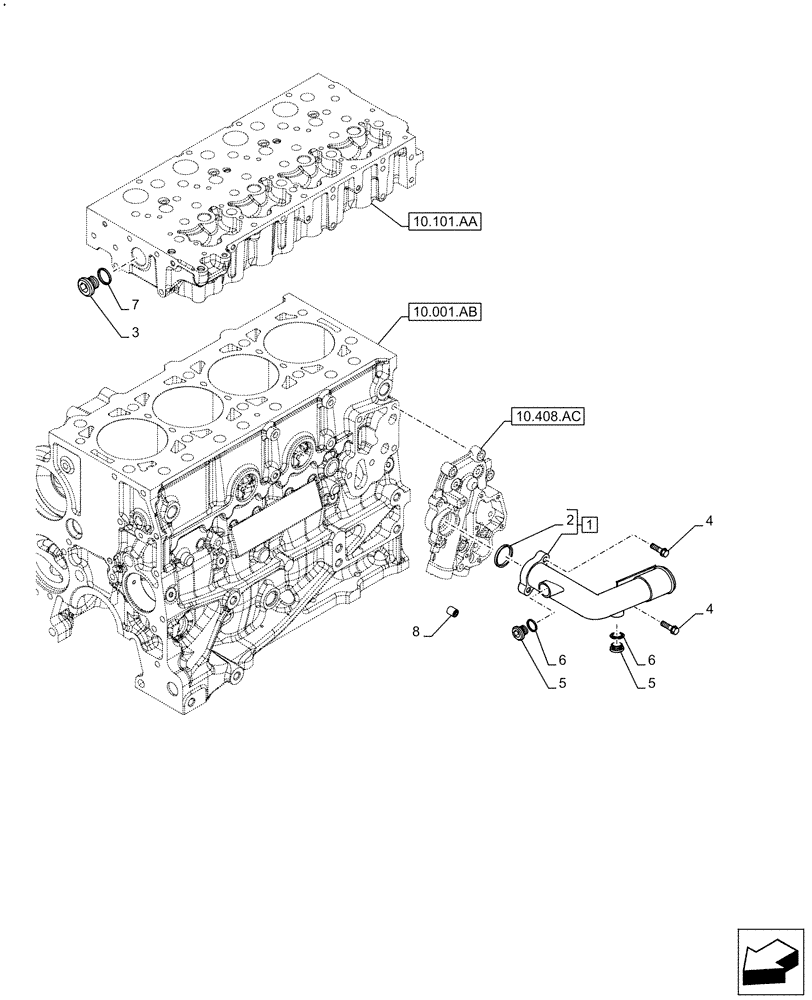 Схема запчастей Case IH F5DFL413H A015 - (10.400.AQ) - RADIATOR HOSE (10) - ENGINE