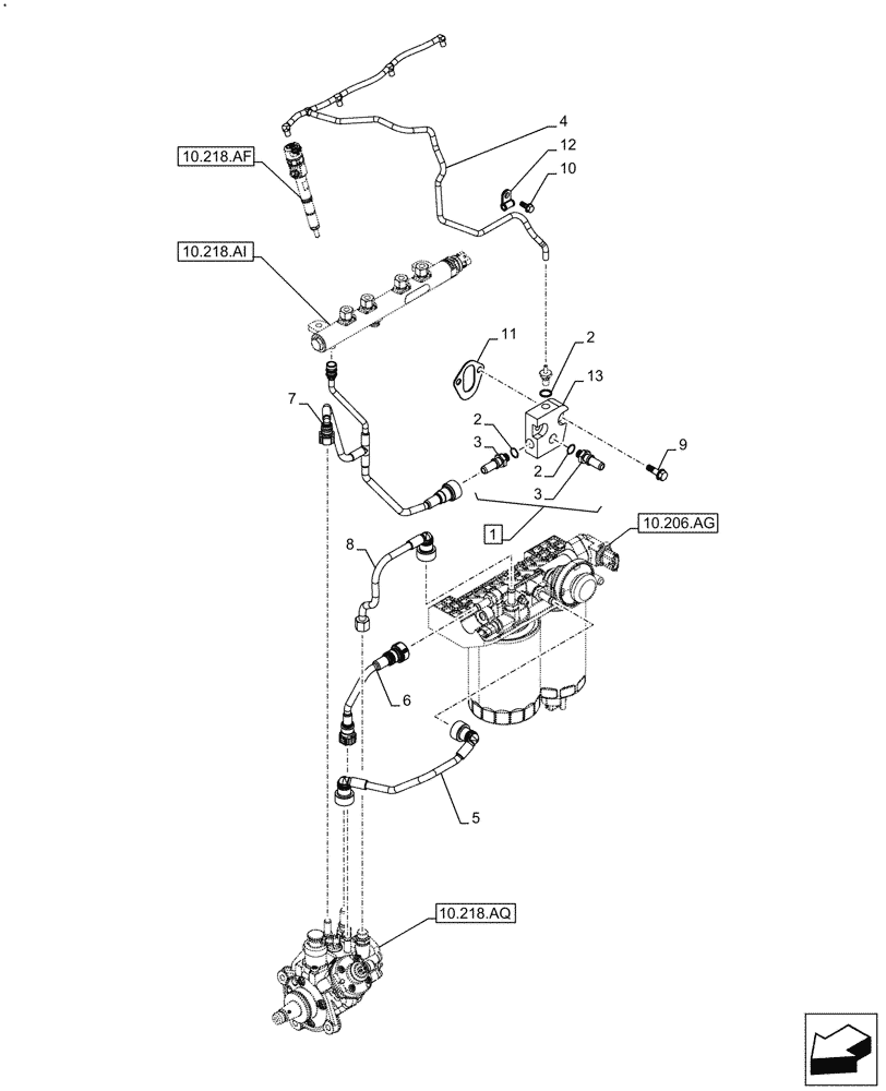 Схема запчастей Case IH F5DFL413H A017 - (10.210.AF) - FUEL LINE (10) - ENGINE