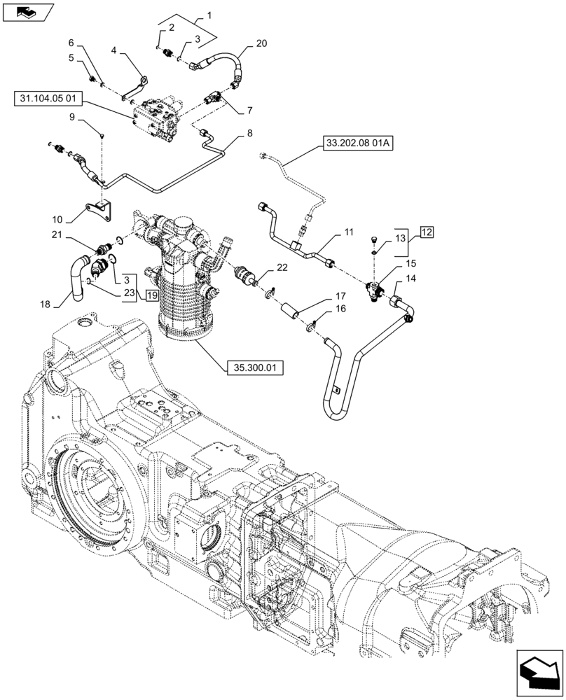 Схема запчастей Case IH PUMA 130 - (21.102.02[01A]) - TRANSMISSION LUBRICATION LINES - D7113 (21) - TRANSMISSION