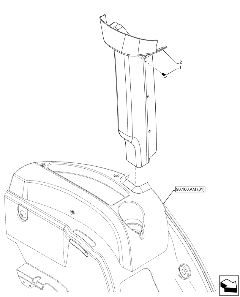 Схема запчастей Case IH FARMALL 75C - (90.160.BI[02]) - VAR - 334183, 334211, 391606, 743496, 743573, 744588 - CAB INTERIOR TRIM, PILLAR, LH (90) - PLATFORM, CAB, BODYWORK AND DECALS