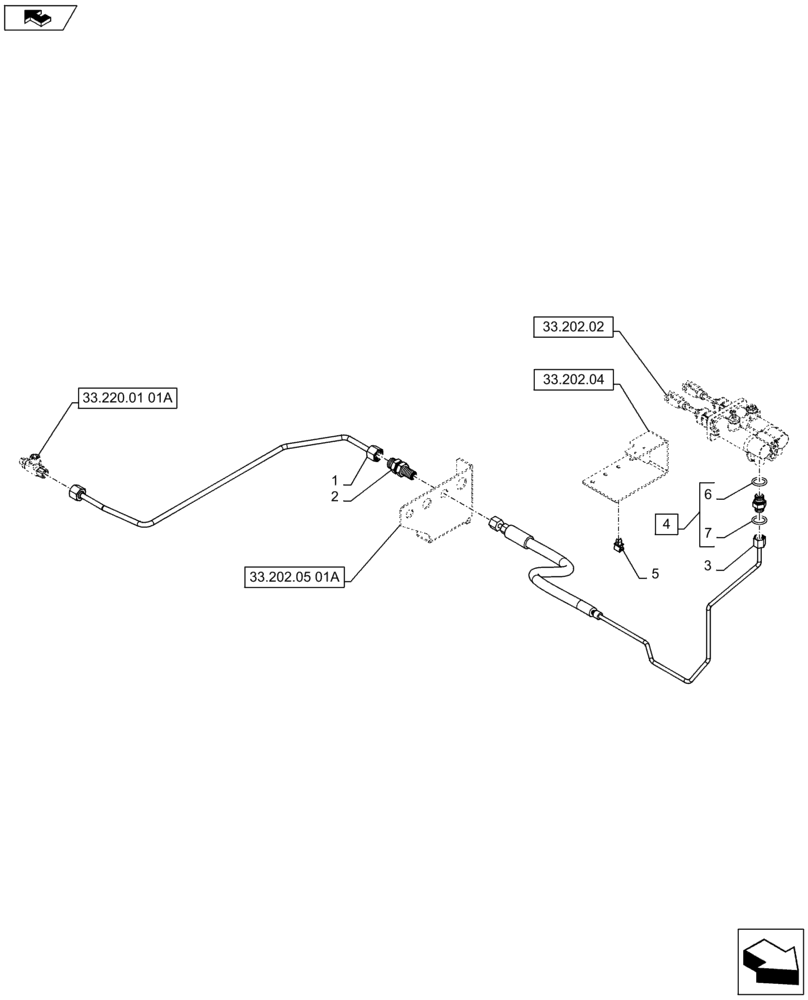 Схема запчастей Case IH PUMA 130 - (33.220.01[02A]) - VAR - 330718 - HYDRAULIC TRAILER BRAKE (UNIVERSAL) - BRAKE LINES - D7113 (33) - BRAKES & CONTROLS