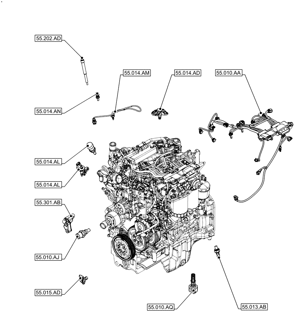 Схема запчастей Case IH F5DFL413H A015 - (55.000.00) - SECTION INDEX (55) - ELECTRICAL SYSTEMS