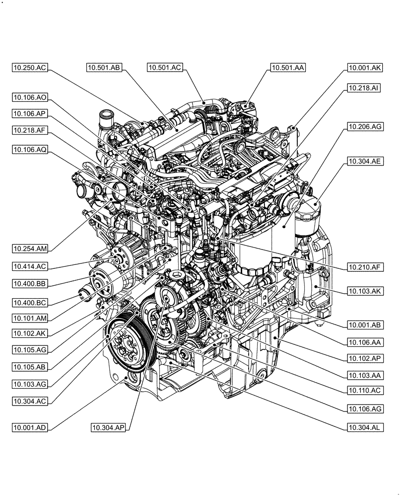 Схема запчастей Case IH F5DFL413H A017 - (10.000.00) - SECTION INDEX - ENGINE (10) - ENGINE