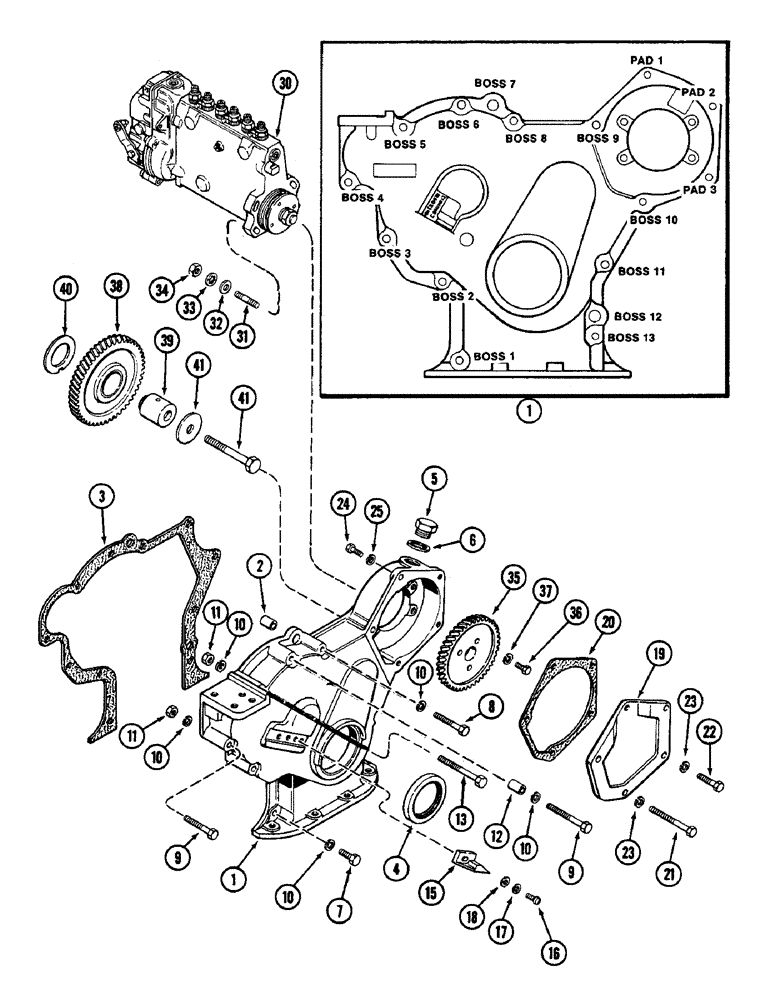 Схема запчастей Case IH 2090 - (3-46) - TIMING GEAR COVER, 504BD DIESEL ENGINE (03) - FUEL SYSTEM