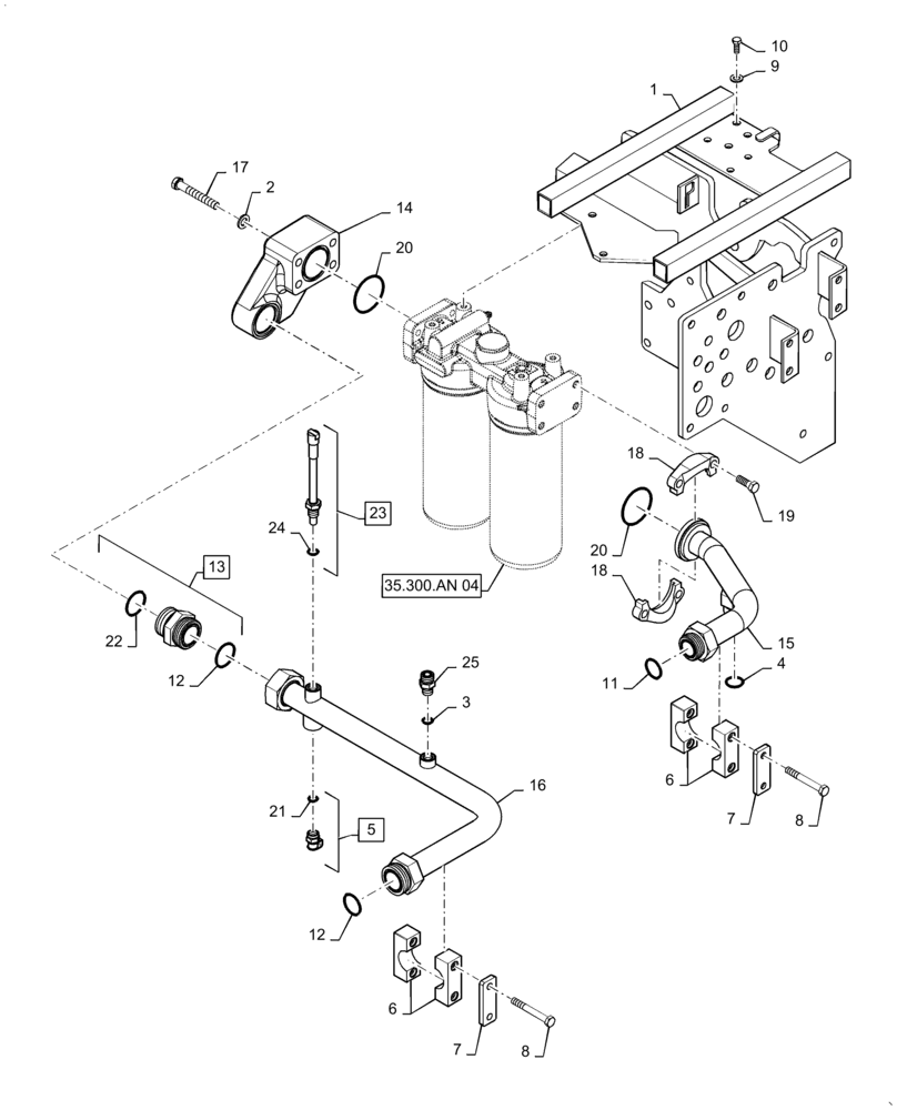 Схема запчастей Case IH STEIGER 620 - (35.300.AN[03]) - VAR - 429176 - MEGA FLOW HYDRAULIC OIL FILTER MOUNTING (35) - HYDRAULIC SYSTEMS