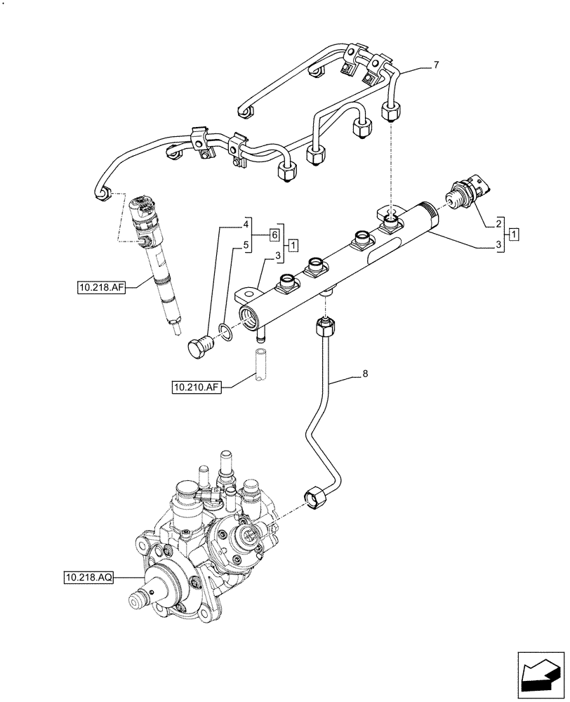 Схема запчастей Case IH F5DFL413H A017 - (10.218.AI) - INJECTION PIPE (10) - ENGINE