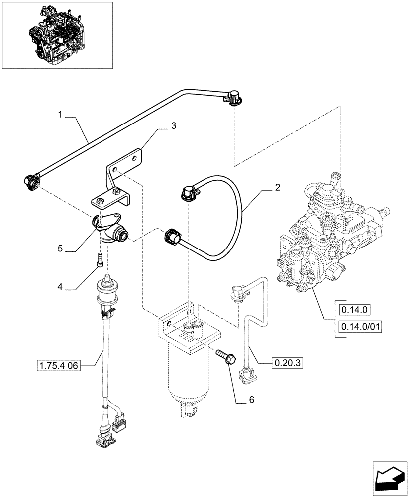 Схема запчастей Case IH MAXXUM 100 - (0.20.3/02) - PIPING FUEL (STD + VAR.330003-332115-332116) (01) - ENGINE