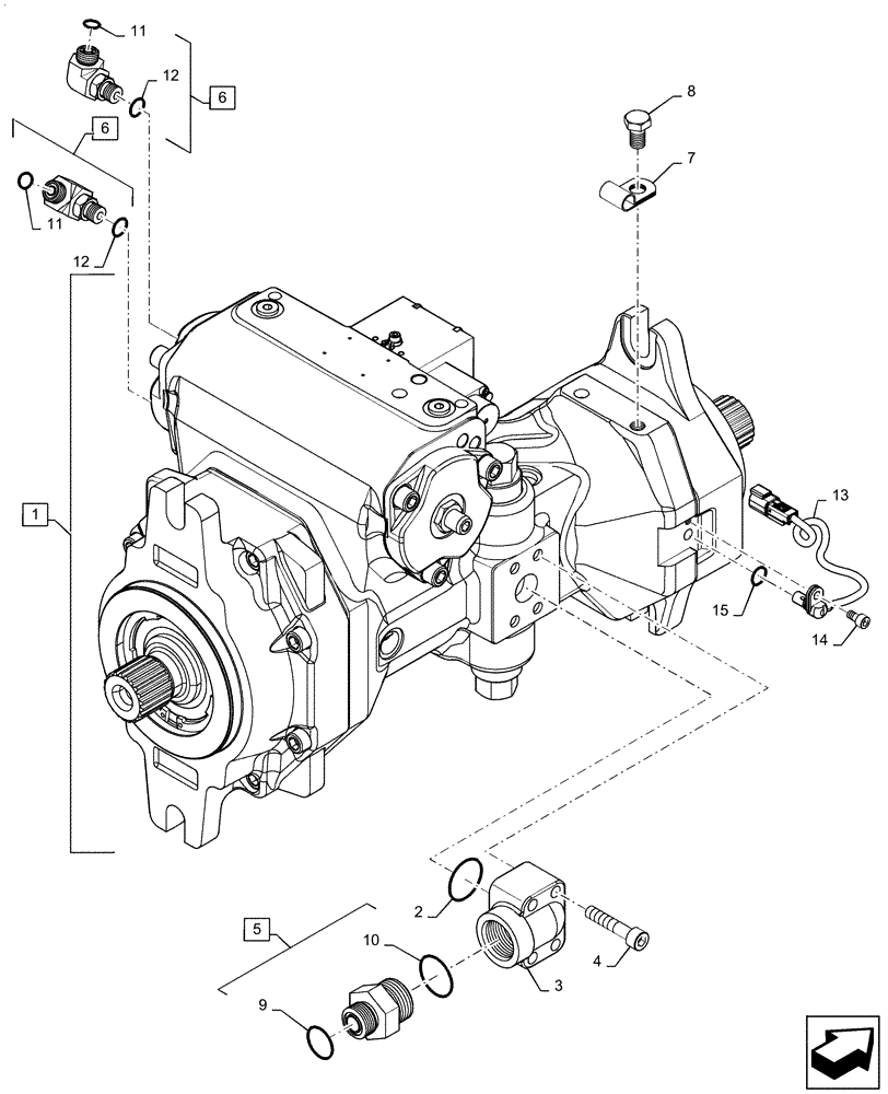 Схема запчастей Case IH MAGNUM 380 - (21.506.BG[05]) - VAR - 429334, 429335 - TRANSMISSION - CVT - HYDRO MOTOR / PUMP ASSY (21) - TRANSMISSION