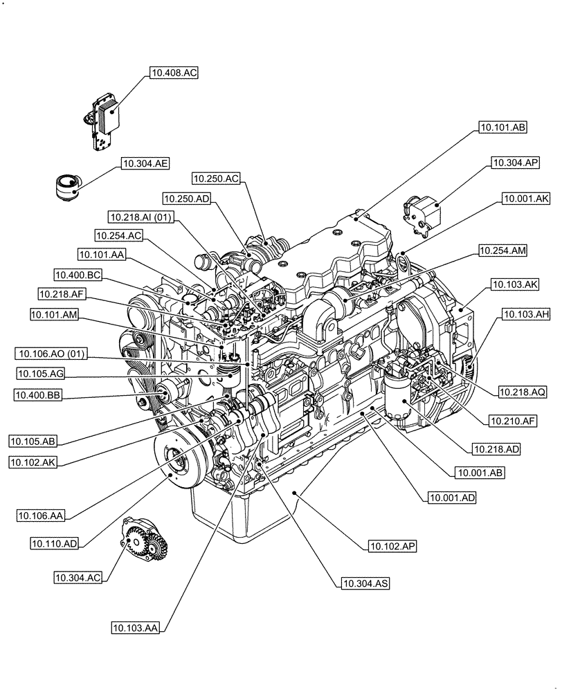 Схема запчастей Case IH F4HFE613C B004 - (00.000.10) - PICTORIAL INDEX - ENGINE (00) - GENERAL & PICTORIAL INDEX