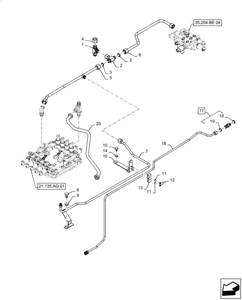 Схема запчастей Case IH PUMA 2304 - (21.104.AL[02]) - HYDRAULIC GEARBOX CONTROL (21) - TRANSMISSION