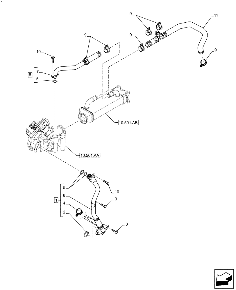 Схема запчастей Case IH F5DFL413H A017 - (10.501.AC) - EXHAUST SYSTEM, EGR, PIPE (10) - ENGINE