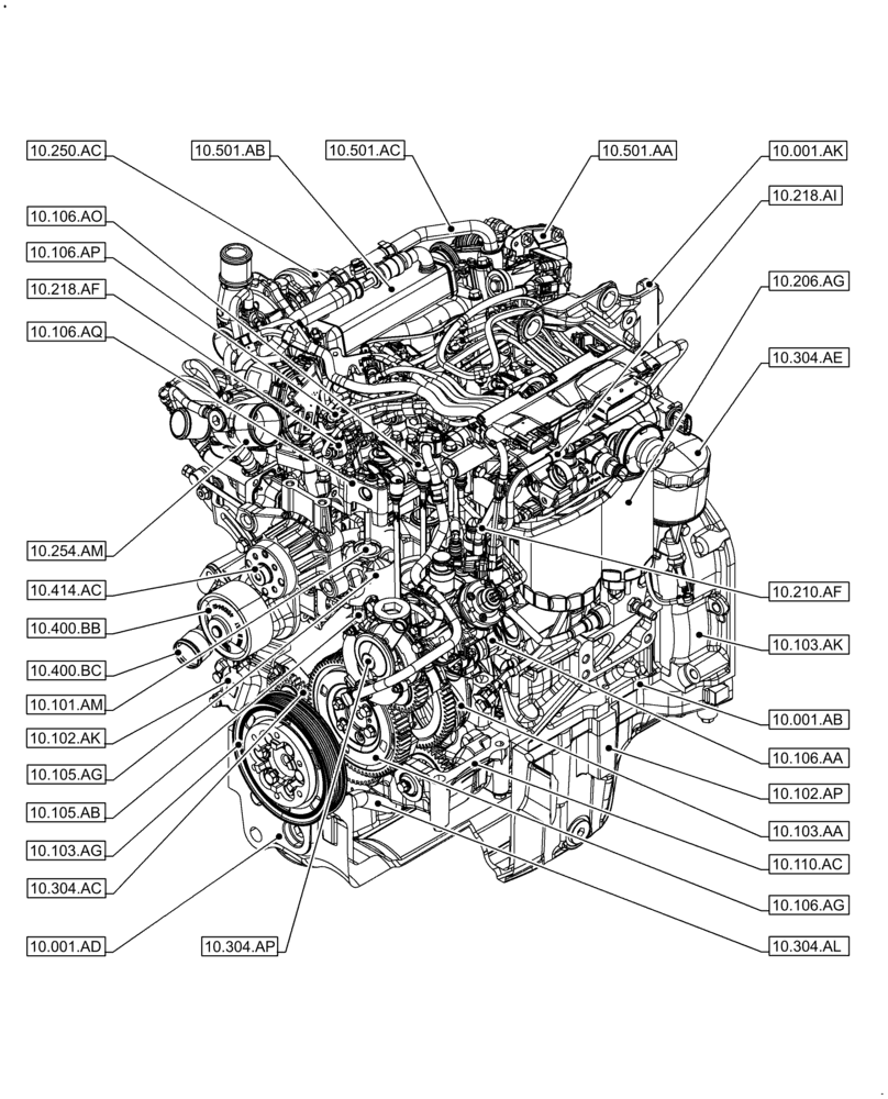 Схема запчастей Case IH F5DFL463A F021 - (10.000.00) - SECTION INDEX - ENGINE (10) - ENGINE