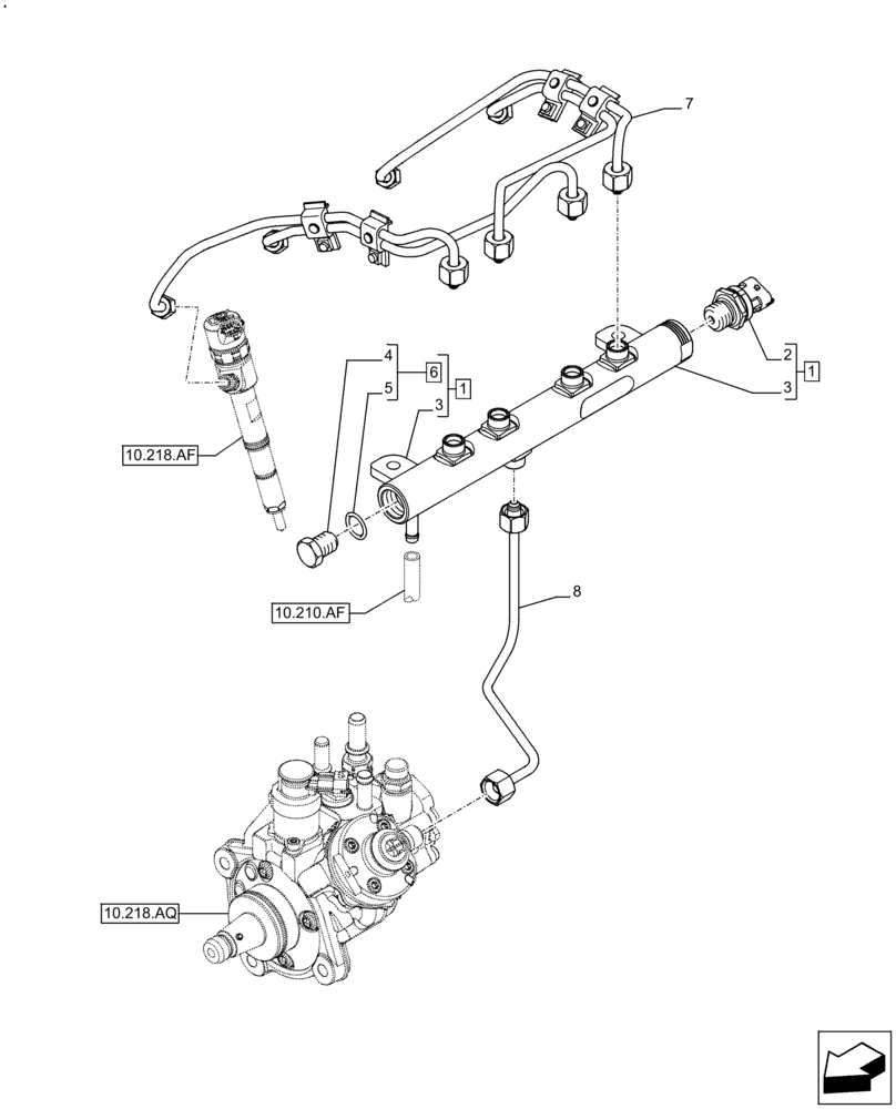 Схема запчастей Case IH F5DFL463C F005 - (10.218.AI) - INJECTION PIPE (10) - ENGINE