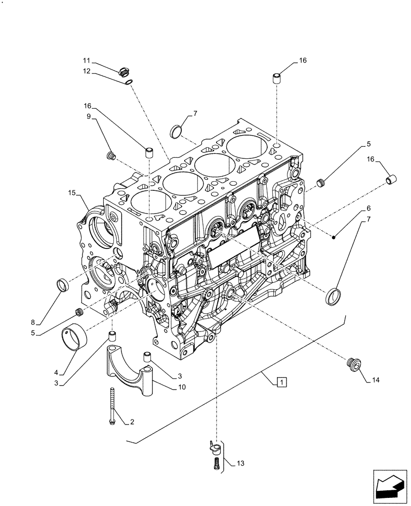 Схема запчастей Case IH F5DFL413H A017 - (10.001.AB) - CRANKCASE (10) - ENGINE