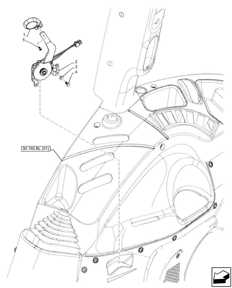 Схема запчастей Case IH FARMALL 75C - (55.525.AL[01]) - VAR - 334183, 334211, 391606, 743496, 743573, 744588 - ACCELERATOR HAND CONTROL LINKAGE, CAB (55) - ELECTRICAL SYSTEMS