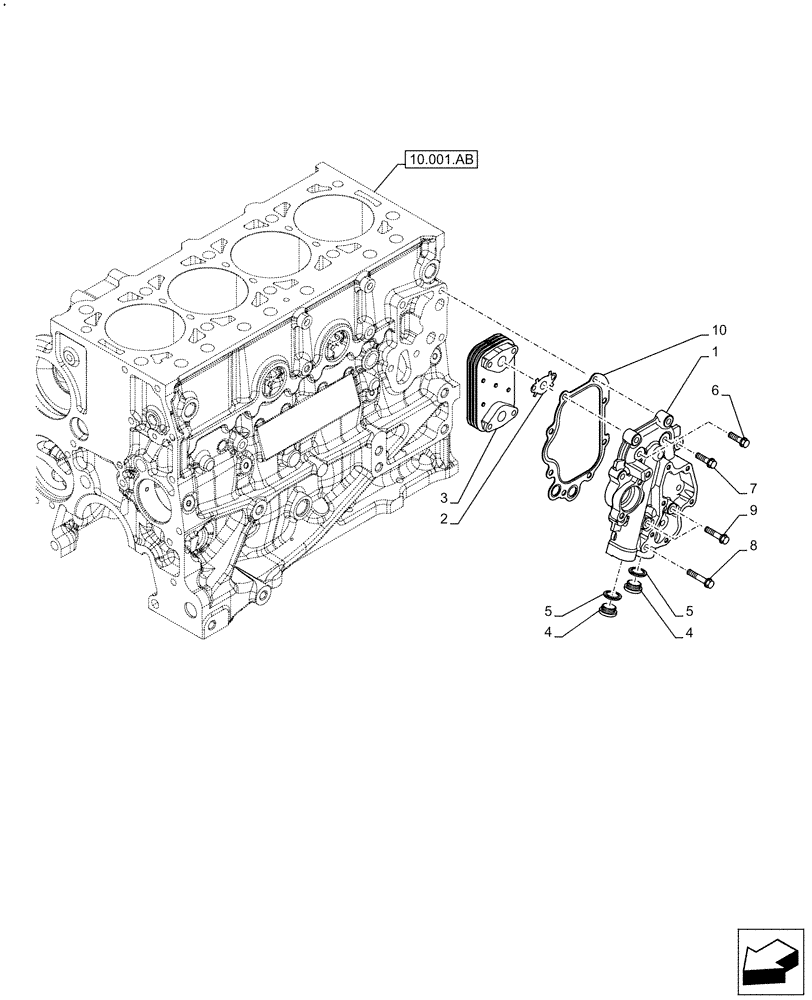 Схема запчастей Case IH F5DFL413H A015 - (10.408.AC) - ENGINE, HEAT EXCHANGER (10) - ENGINE