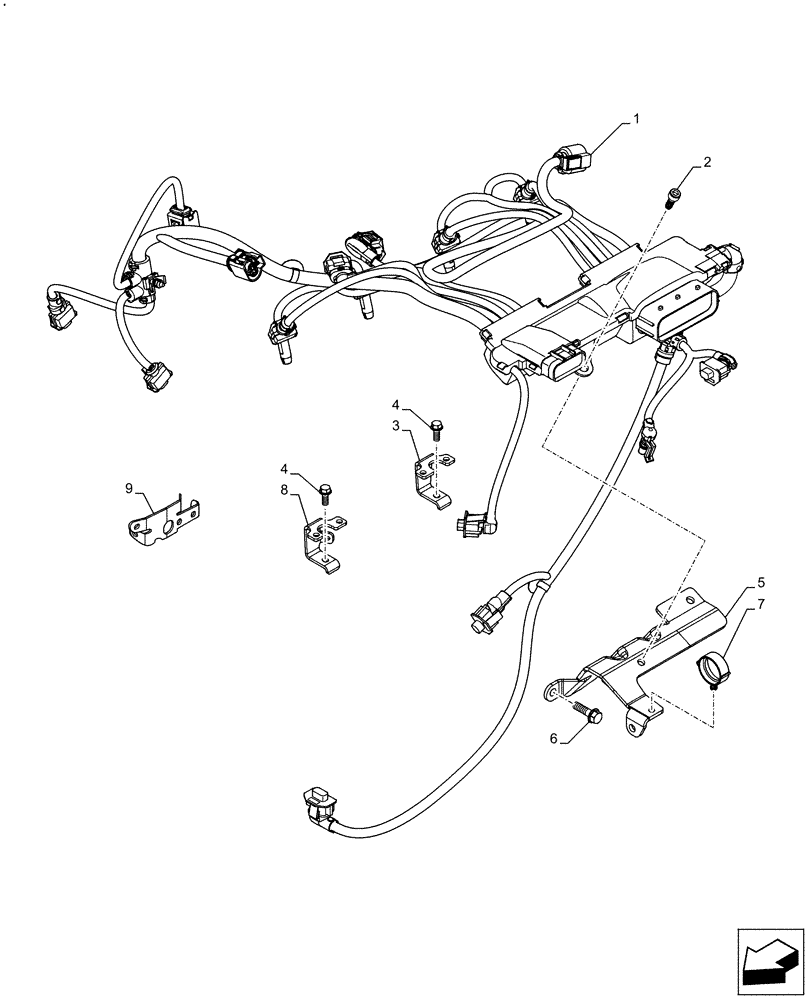 Схема запчастей Case IH F5DFL413H A015 - (55.010.AA) - ENGINE, CABLE (55) - ELECTRICAL SYSTEMS