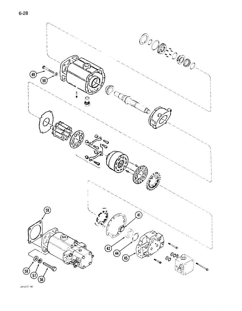 Схема запчастей Case IH 1640 - (6-28) - HYDROSTATIC MOTOR, PRIOR TO P.I.N. JJC0097001 (CONTD) (03) - POWER TRAIN