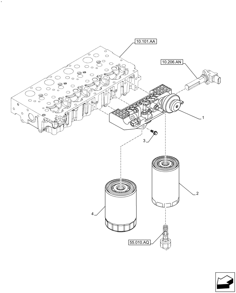 Схема запчастей Case IH F5DFL413H A017 - (10.206.AG) - FUEL FILTER (10) - ENGINE