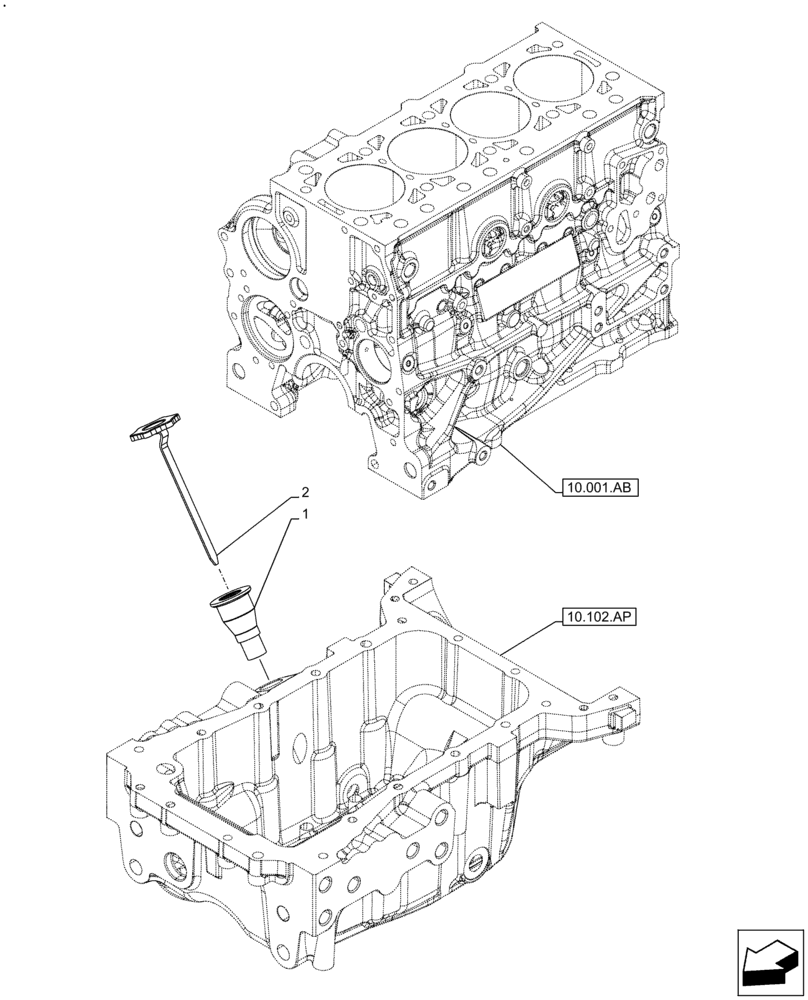 Схема запчастей Case IH F5DFL463B F007 - (10.304.AJ) - OIL, DIPSTICK (10) - ENGINE