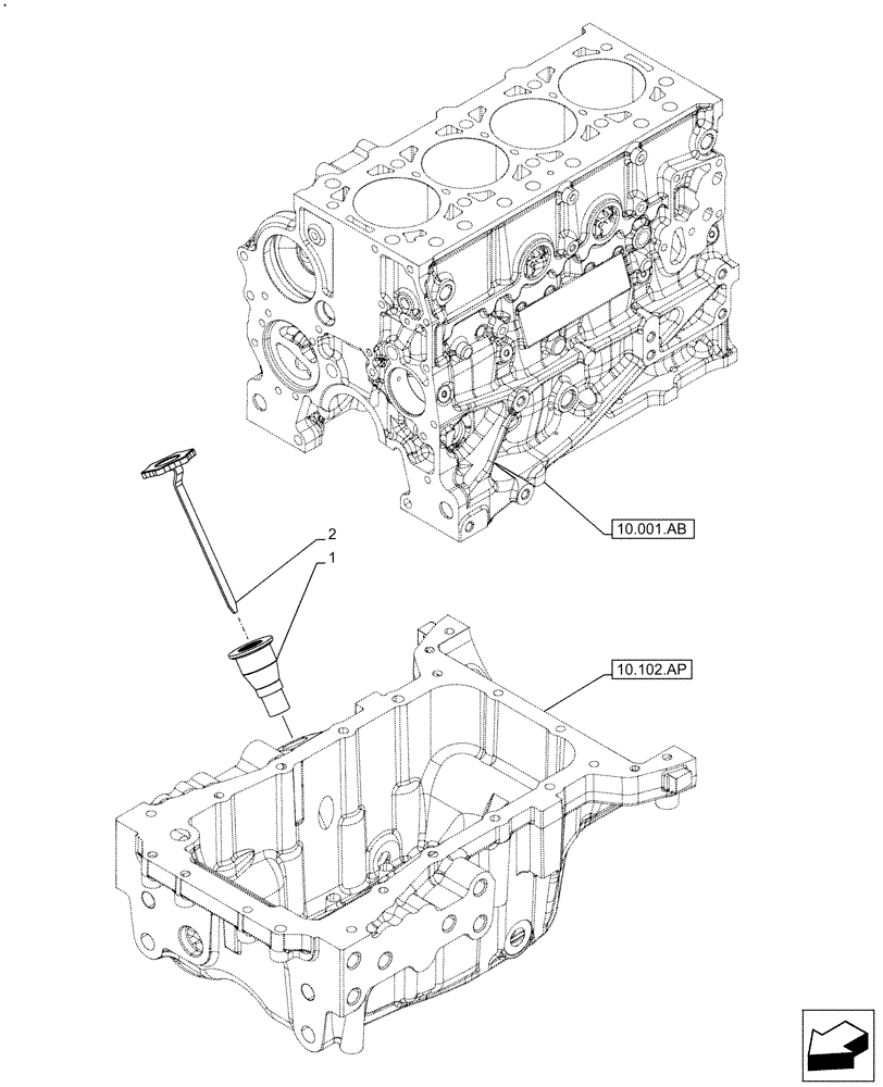 Схема запчастей Case IH F5DFL413H A015 - (10.304.AJ) - OIL, DIPSTICK (10) - ENGINE