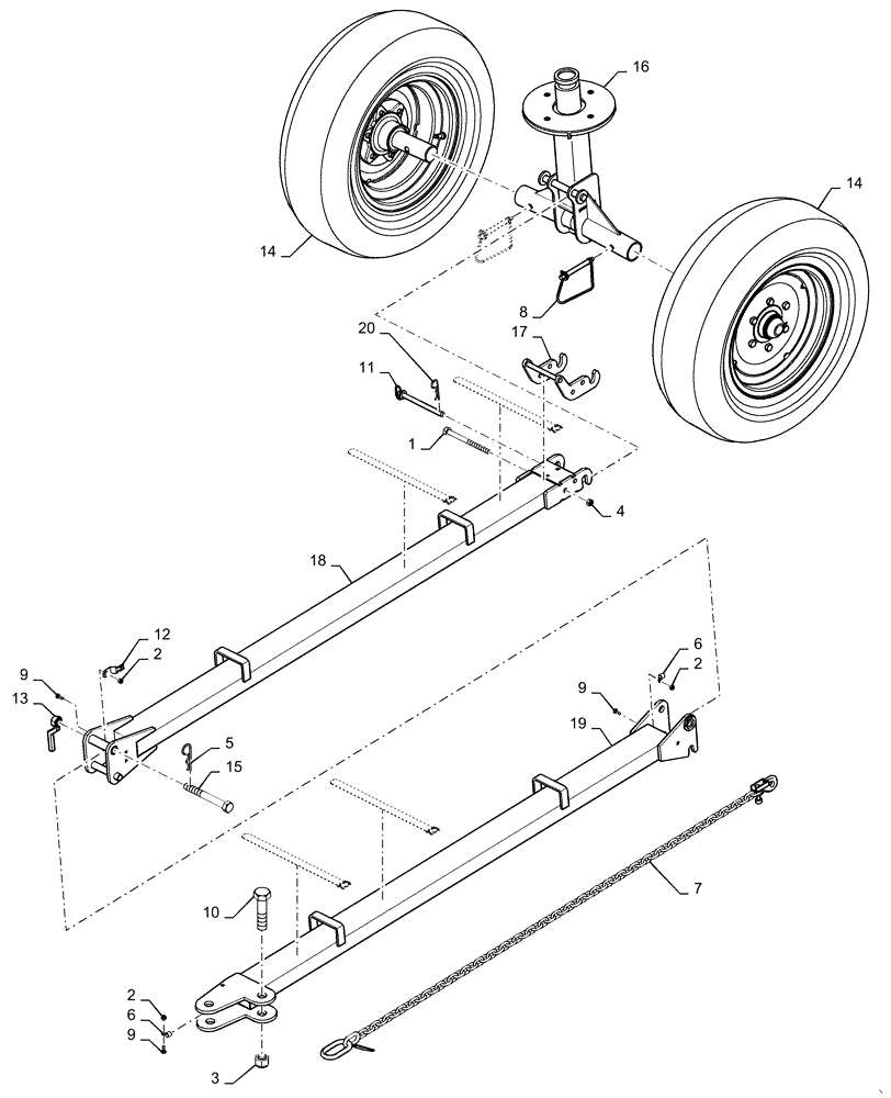 Схема запчастей Case IH DH363 - (44.530.AA[02]) - KIT, HITCH 4-WHEEL TRANSPORT (44) - WHEELS