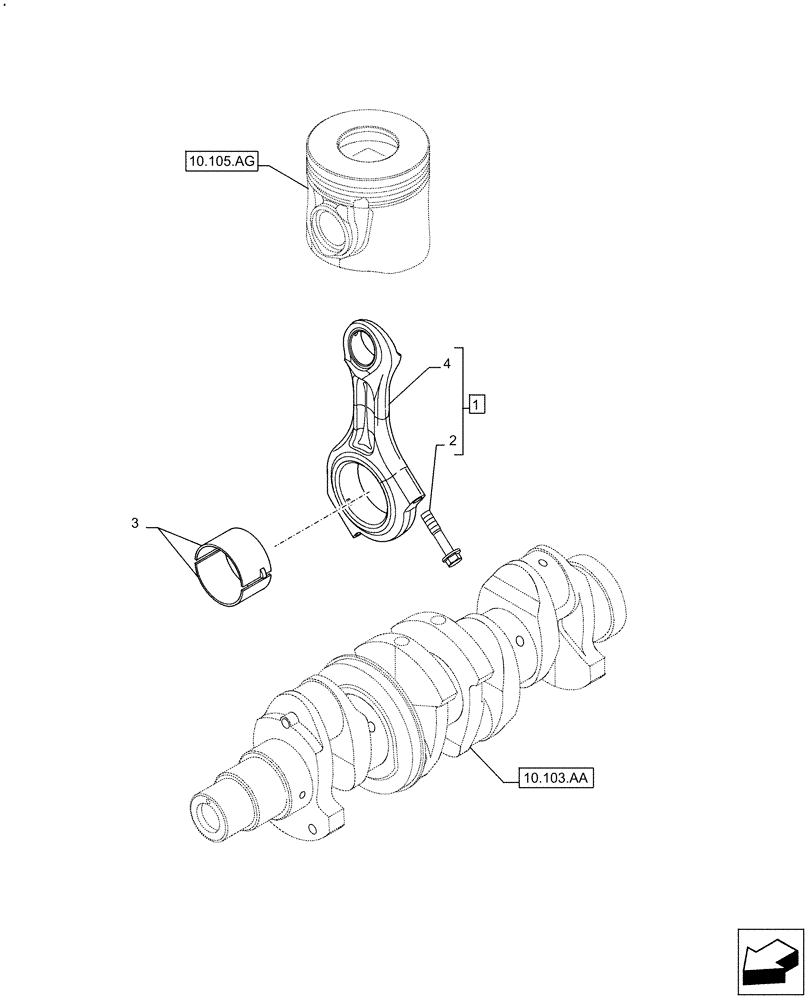 Схема запчастей Case IH F5DFL413H A015 - (10.105.AB) - CONNECTING ROD (10) - ENGINE