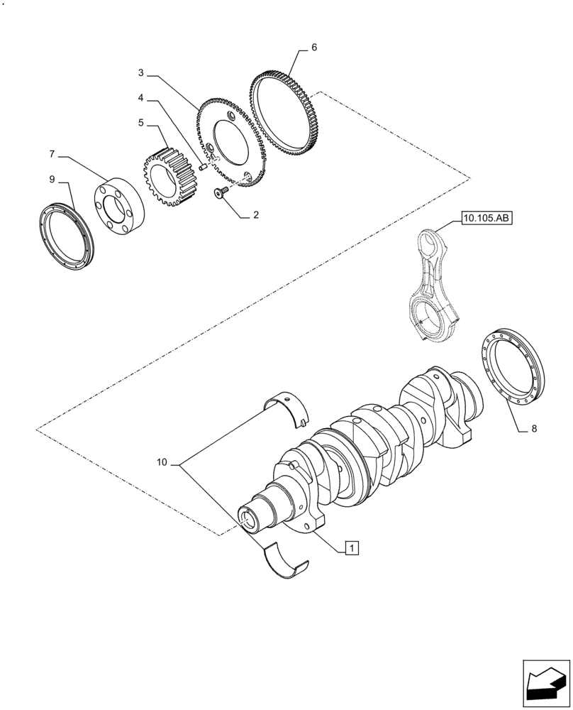 Схема запчастей Case IH F5DFL463A F021 - (10.103.AA) - CRANKSHAFT (10) - ENGINE