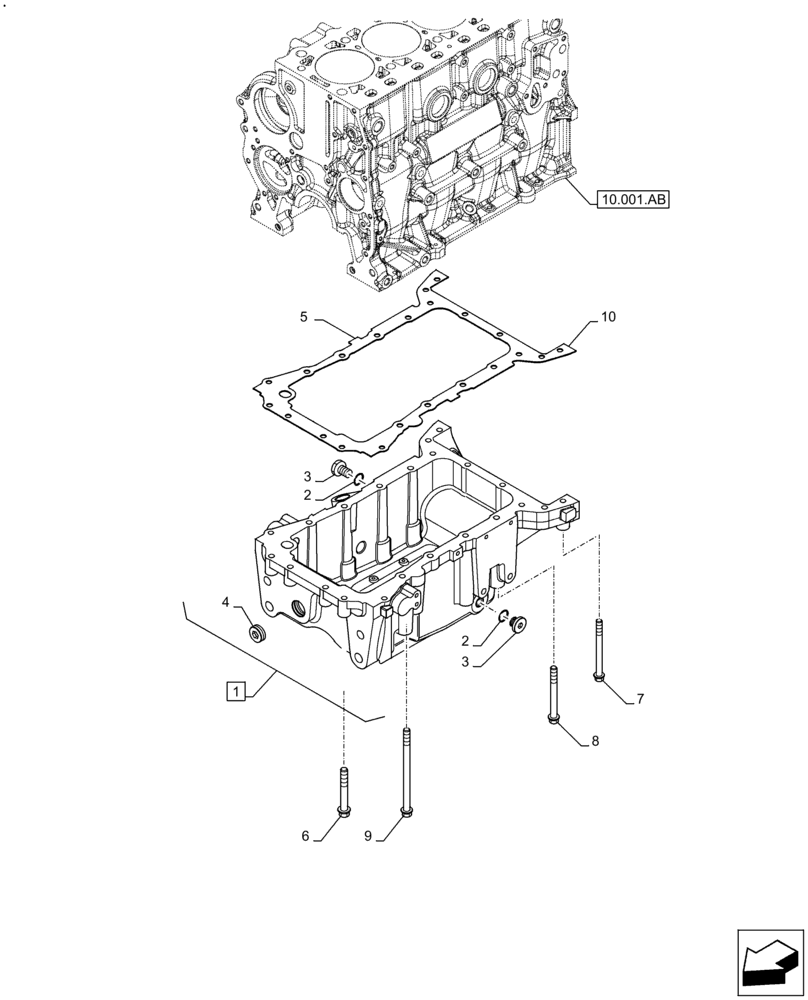 Схема запчастей Case IH F5DFL463A F022 - (10.102.AP) - ENGINE OIL PAN (10) - ENGINE