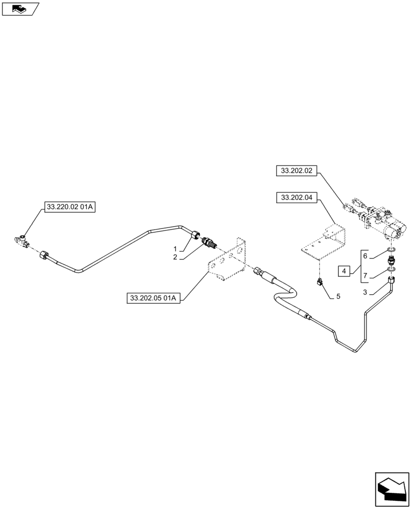 Схема запчастей Case IH PUMA 130 - (33.220.02[02A]) - VAR - 331723, 743691 - HYDRAULIC TRAILER BRAKE (ITALY) - BRAKE LINES - D7113 (33) - BRAKES & CONTROLS