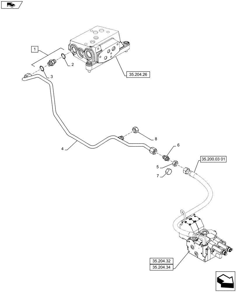 Схема запчастей Case IH PUMA 145 - (35.200.03[02A]) - VAR - 743689, 330560, 333560, 743690, 330561, 333561 - ELECTRONIC MID MOUNTED VALVES - LINES - D7113 (35) - HYDRAULIC SYSTEMS