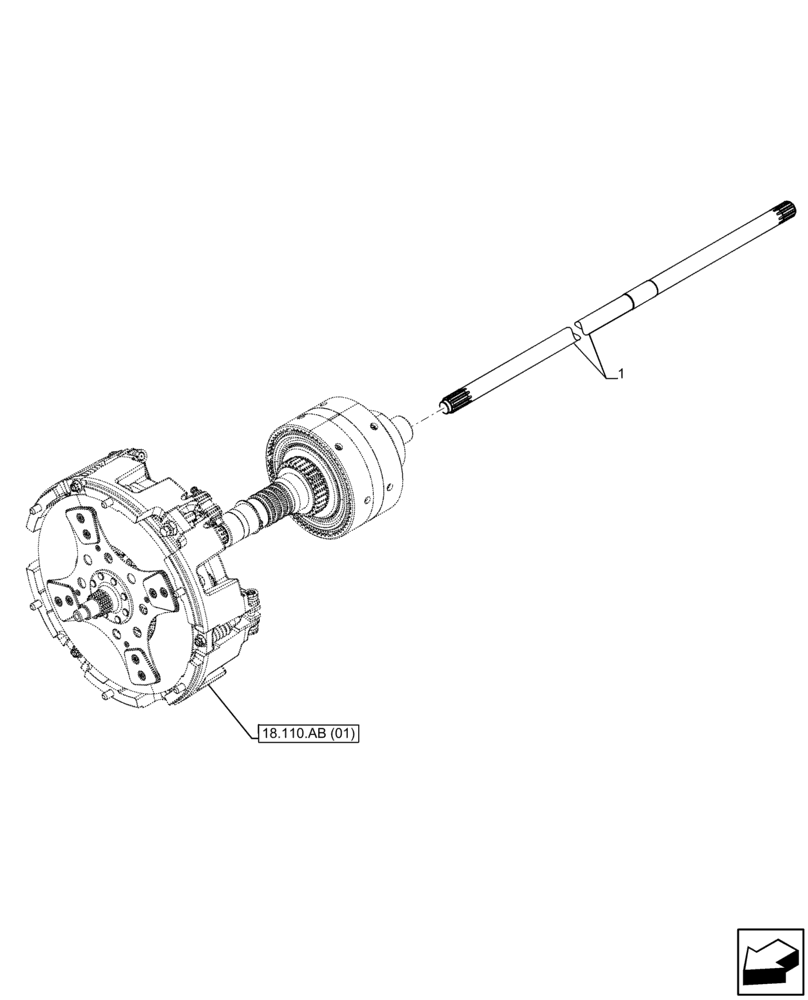 Схема запчастей Case IH FARMALL 85C - (31.110.AH[02]) - VAR - 743565 - PTO, FRONT, DRIVE SHAFT (540 RPM, POWERSHUTTLE) (31) - IMPLEMENT POWER TAKE OFF