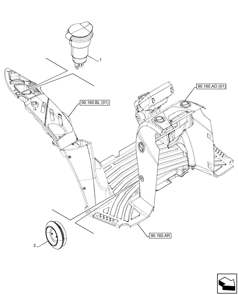 Схема запчастей Case IH FARMALL 75C - (55.512.AD[03]) - VAR - 334183, 334211, 391606, 743496, 743573, 744588 - CIGARETTE LIGHTER, CAB (55) - ELECTRICAL SYSTEMS