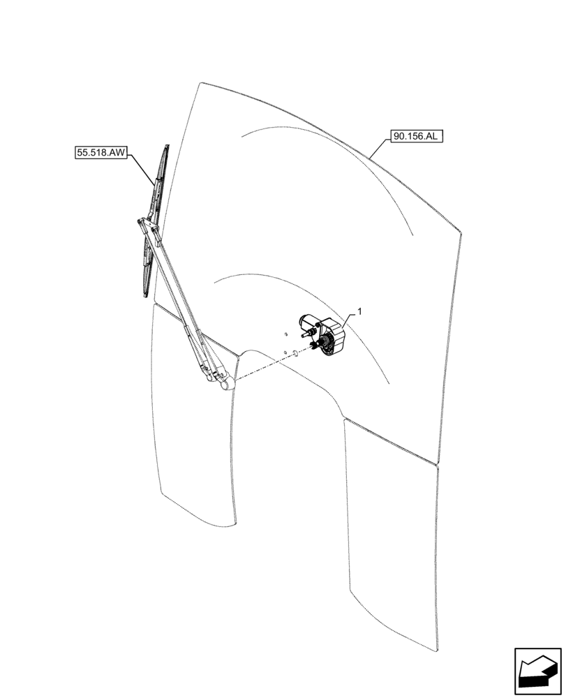 Схема запчастей Case IH FARMALL 75C - (55.518.AZ) - VAR - 334183, 334211, 391606, 743496, 743573, 744588 - WINDSHIELD WIPER, MOTOR, CAB (55) - ELECTRICAL SYSTEMS