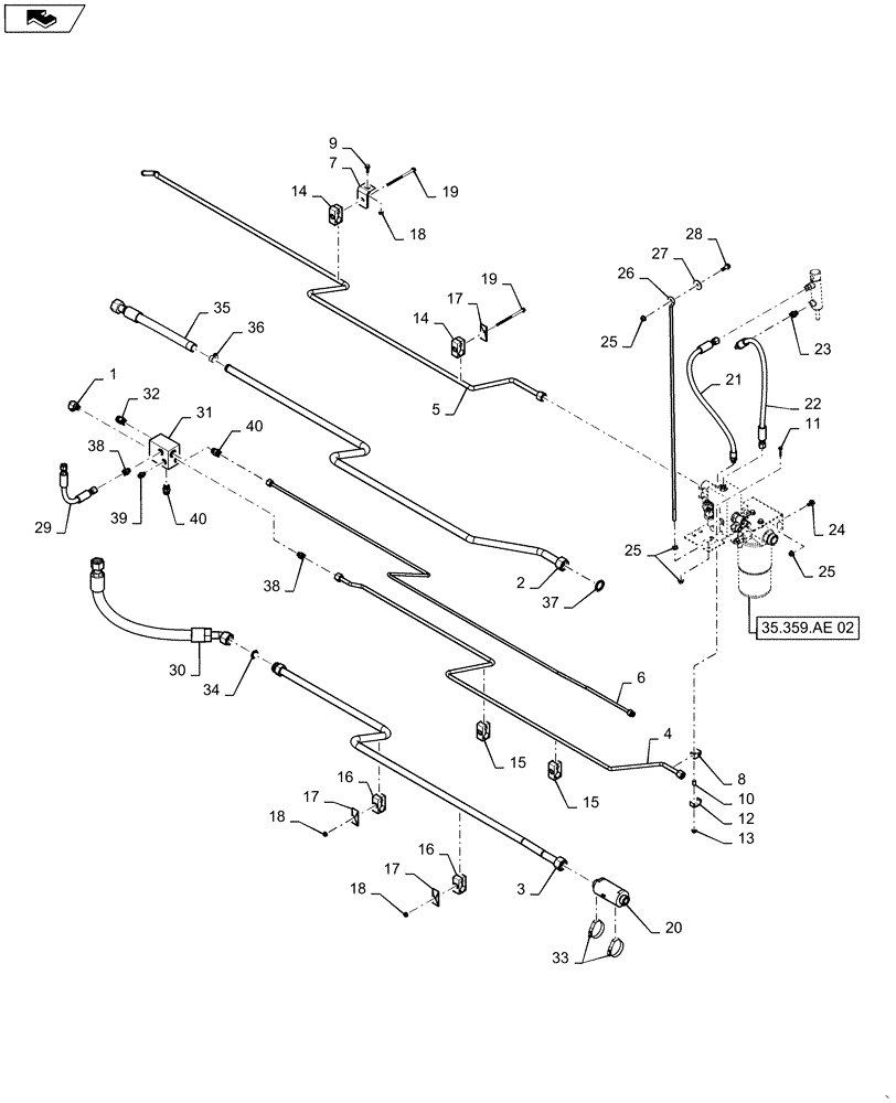 Схема запчастей Case IH 6140 - (35.359.AE[01]) - HYDRAULIC SYSTEM, FILTER & LINE, TUBE (35) - HYDRAULIC SYSTEMS