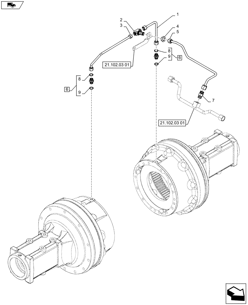 Схема запчастей Case IH PUMA 160 - (33.202.09[01]) - VAR - 390286 - BRAKE LUBRICATION PIPES - C7113 (33) - BRAKES & CONTROLS