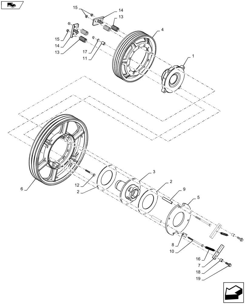 Схема запчастей Case IH 5130 - (60.150.AY[02]) - CLUTCH, FEEDER CONVEYOR WITH ROCK TRAP (60) - PRODUCT FEEDING