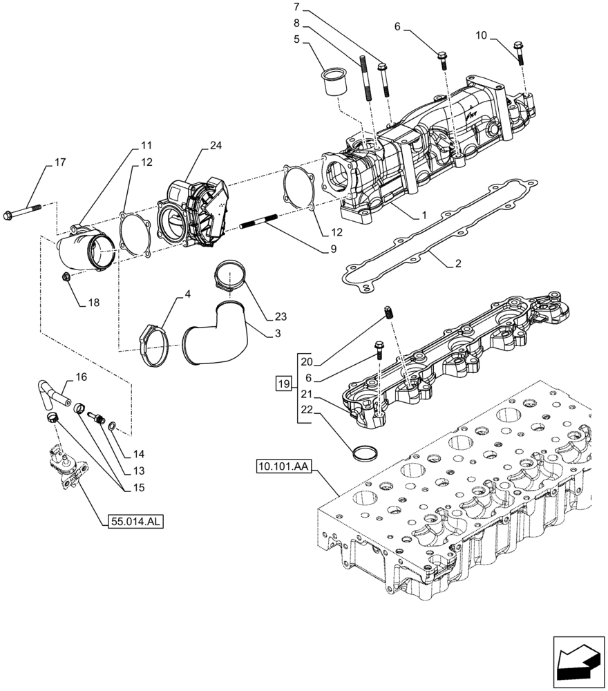 Схема запчастей Case IH F5DFL463A F018 - (10.254.AM) - INLET MANIFOLD (10) - ENGINE