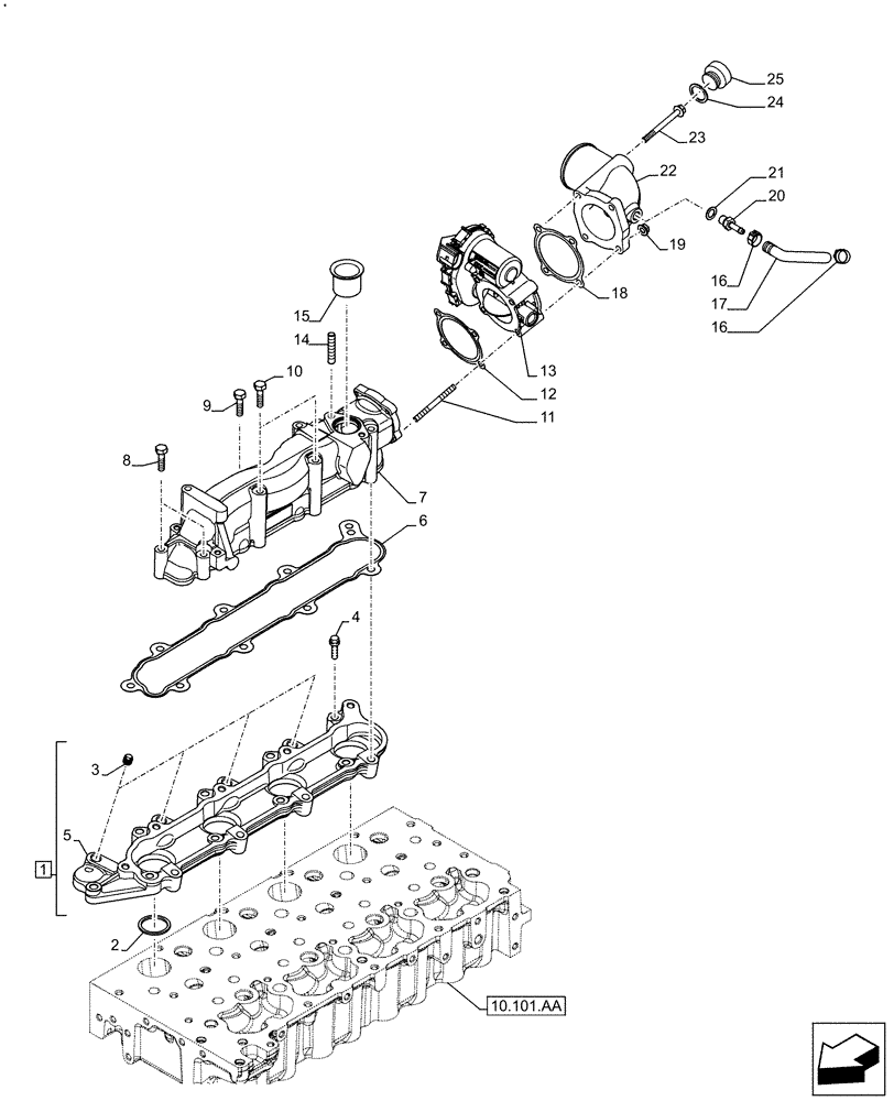 Схема запчастей Case IH F5DFL413H A015 - (10.254.AM) - INLET MANIFOLD (10) - ENGINE