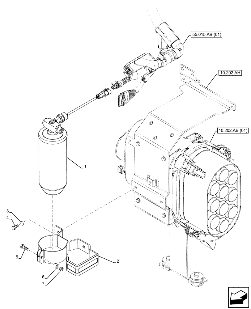 Схема запчастей Case IH FARMALL 65C - (50.200.AN) - VAR - 334183, 334211, 391606, 743496, 743573, 744588 - RECEIVER-DRYER, SUPPORT (50) - CAB CLIMATE CONTROL