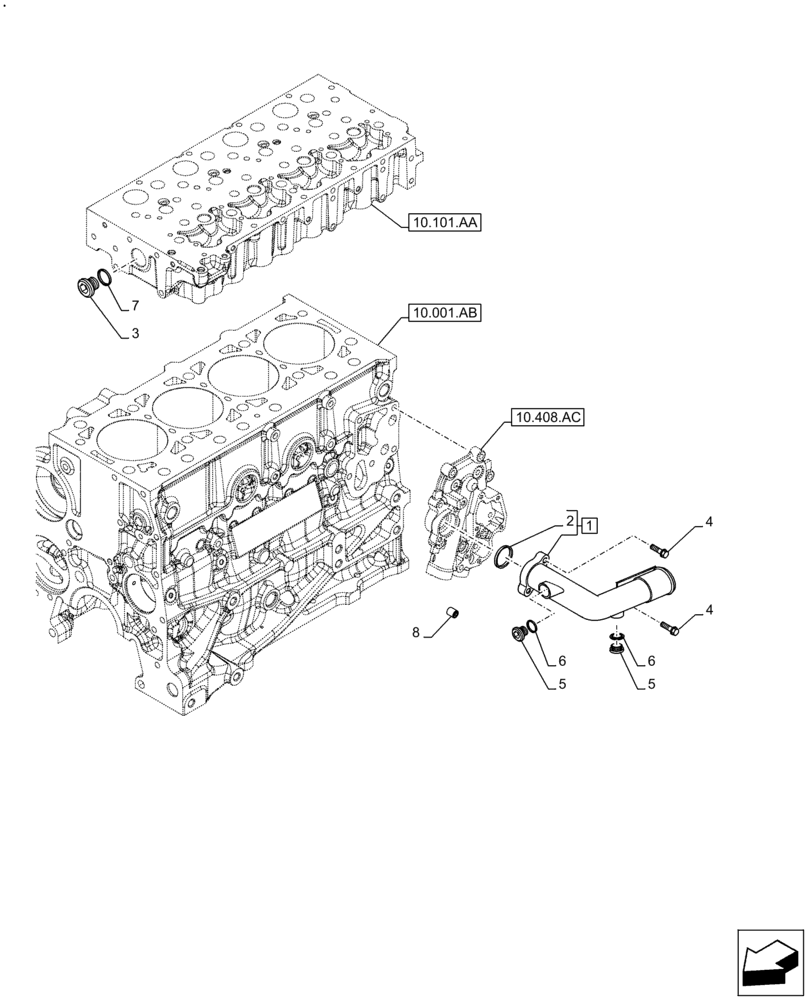 Схема запчастей Case IH F5DFL463A F018 - (10.400.AQ) - RADIATOR HOSE (10) - ENGINE