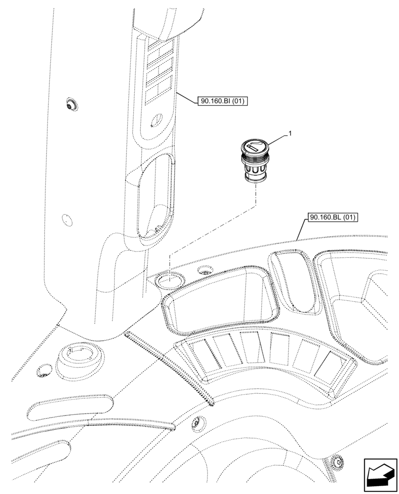 Схема запчастей Case IH FARMALL 65C - (55.512.AD[01]) - VAR - 334183, 335632, 335633, 744588 - CIGARETTE LIGHTER, CAB (55) - ELECTRICAL SYSTEMS