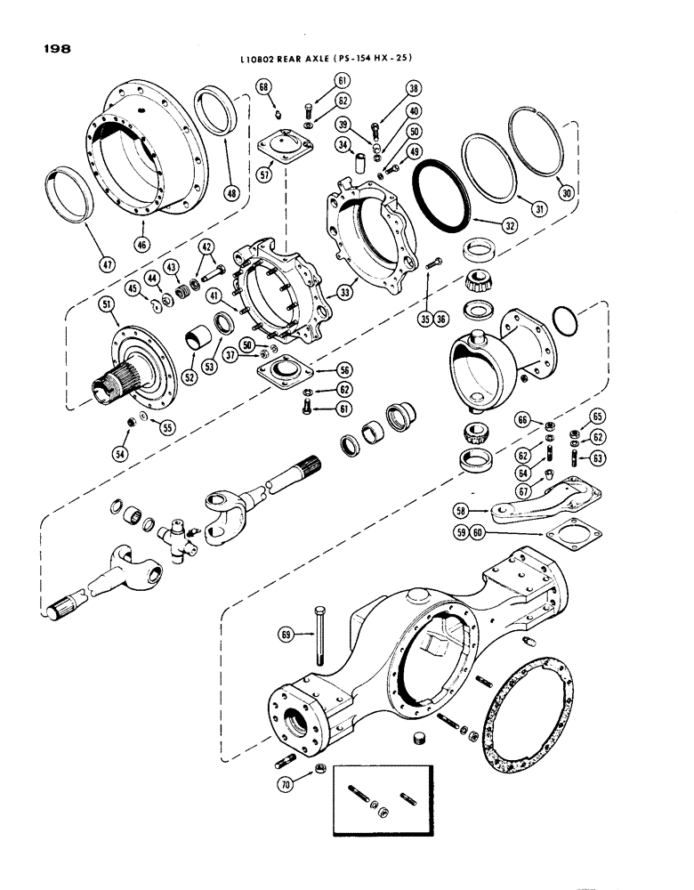 Схема запчастей Case IH 1200 - (198) - L10802 REAR AXLE HOUSING AND KNUCKLE, CONTINUED, 19.03 RATIO WITH CARDON JOINT (06) - POWER TRAIN