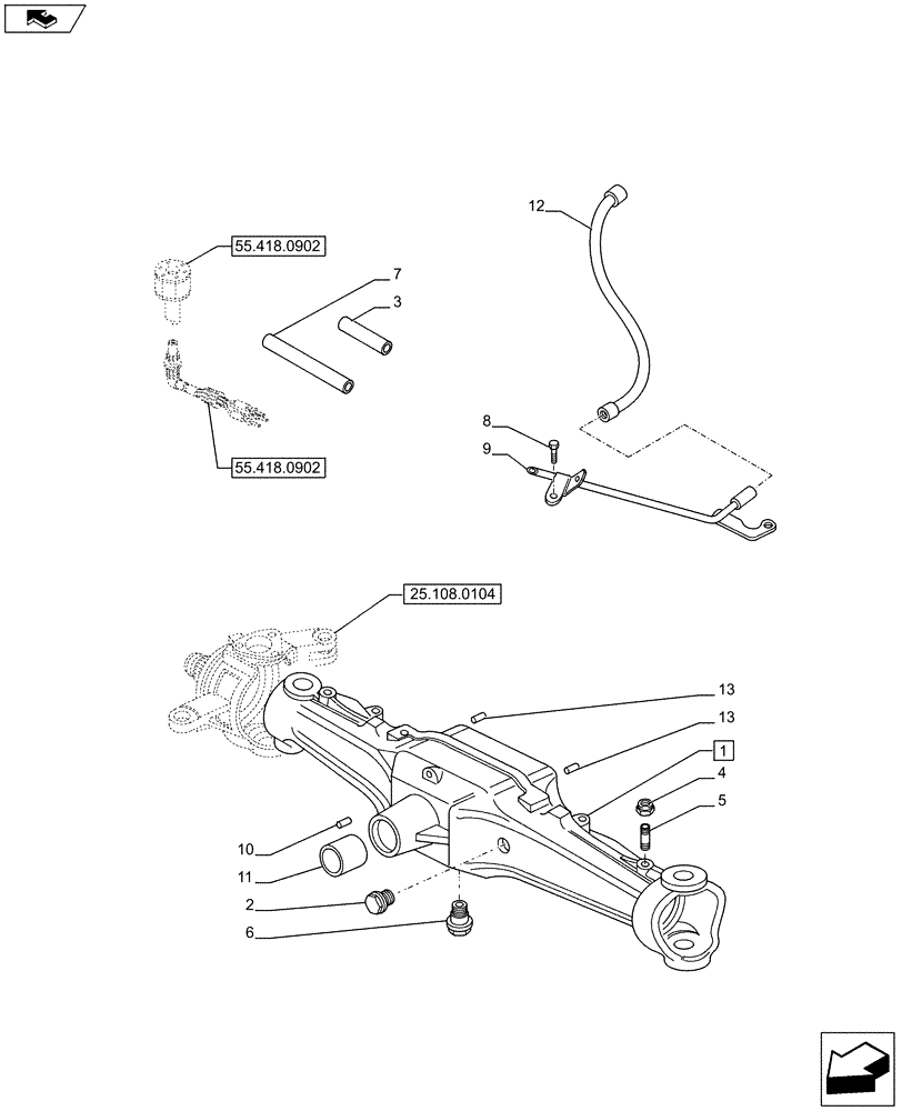 Схема запчастей Case IH PUMA 215 - (25.100.0804[01]) - 4WD FRONT AXLE, HOUSING (25) - FRONT AXLE SYSTEM