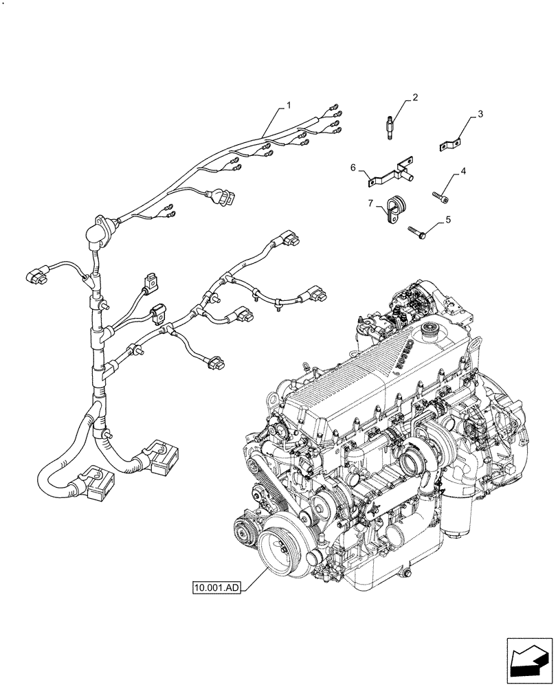 Схема запчастей Case IH F2CFE614G B002 - (55.010.AA) - ENGINE, CABLE (55) - ELECTRICAL SYSTEMS