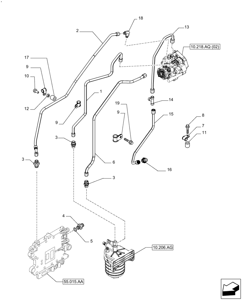 Схема запчастей Case IH F2CFE614C B003 - (10.210.AF) - FUEL LINE (10) - ENGINE