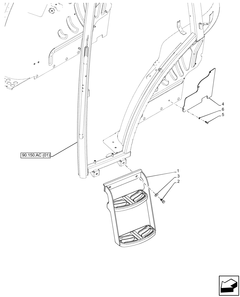 Схема запчастей Case IH FARMALL 65C - (90.118.BX[02]) - VAR - 331460 - LADDER, NARROW (12.4/32 - 12.4/36 TYRE/TIRE) (90) - PLATFORM, CAB, BODYWORK AND DECALS