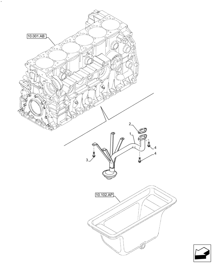 Схема запчастей Case IH F2CFE613G B002 - (10.304.AL) - SUCTION PIPE (10) - ENGINE