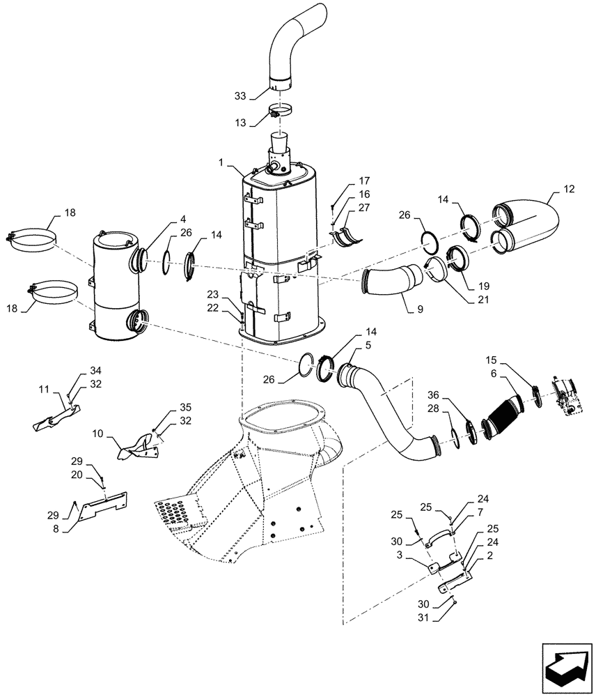 Схема запчастей Case IH QUADTRAC 420 - (10.500.AO[02]) - EXHAUST SYSTEM W/ MUFFLER, 420, 470 (10) - ENGINE