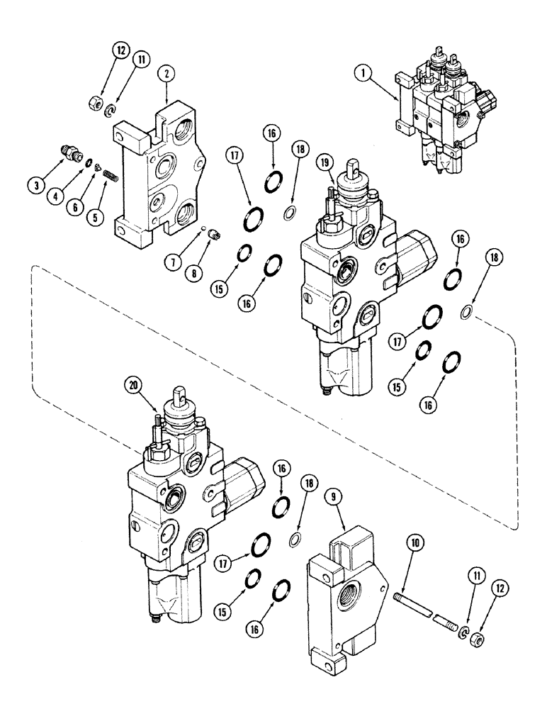 Схема запчастей Case IH 2594 - (8-066) - 1986842C1 REMOTE HYDRAULIC VALVE, TWO SECTION W/LOAD CHECK, TRANSMISSION S/N 16283224 AND AFTER (08) - HYDRAULICS